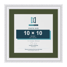 Louis White 13 x 13 inch picture frame with a green mount for a 10 x 10 inch photo