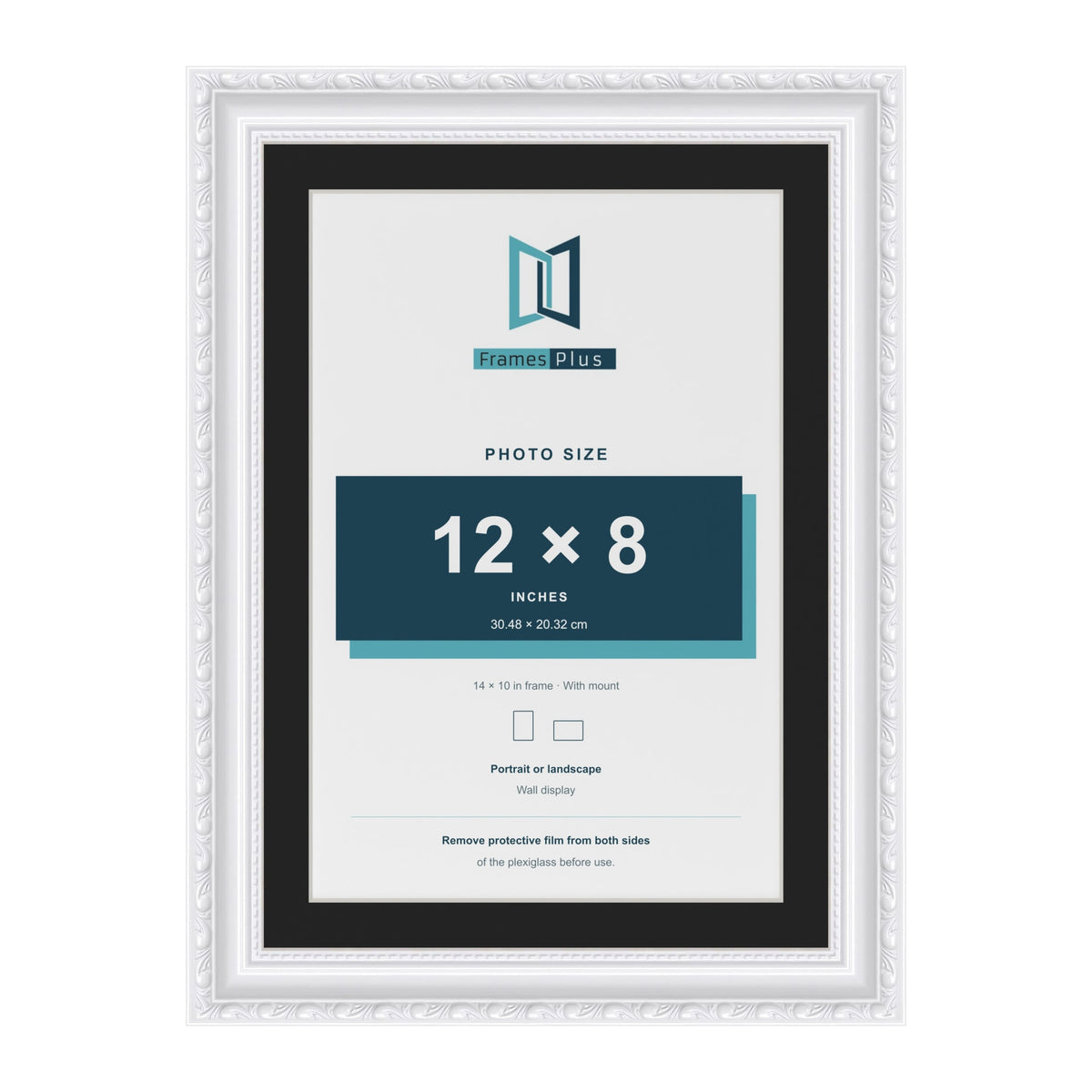 Louis White 14 x 10 inch picture frame with a black mount for a 12 x 8 inch photo