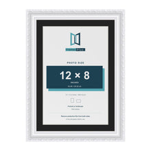 Louis White 14 x 10 inch picture frame with a black mount for a 12 x 8 inch photo