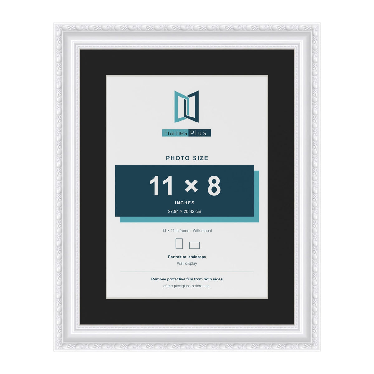 Louis White 14 x 11 inch picture frame with a black mount for an 11 x 8 inch photo