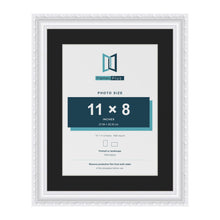 Louis White 14 x 11 inch picture frame with a black mount for an 11 x 8 inch photo