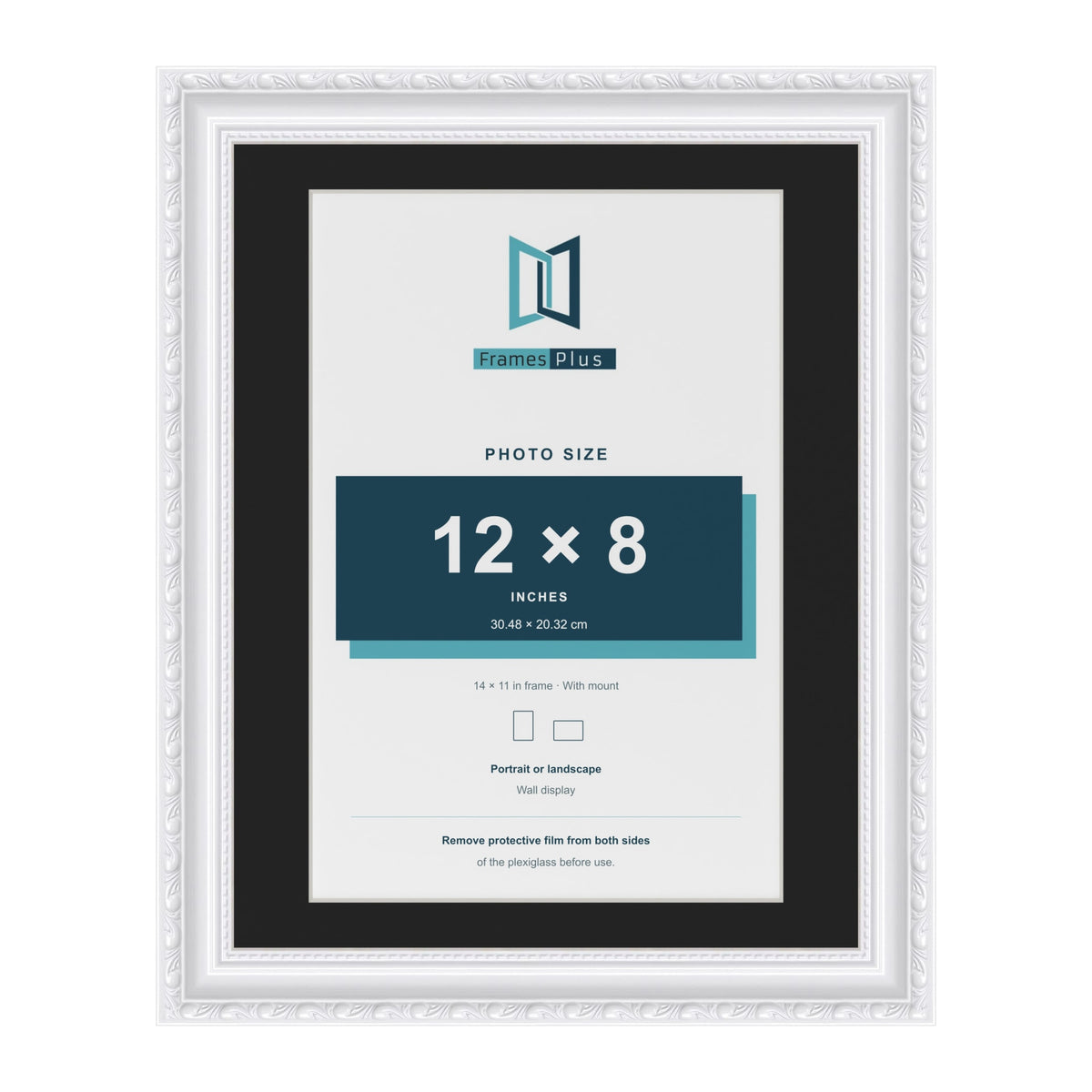 Louis White 14 x 11 inch picture frame with a black mount for a 12 x 8 inch photo