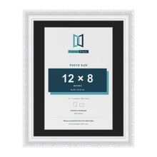 Louis White 14 x 11 inch picture frame with a black mount for a 12 x 8 inch photo