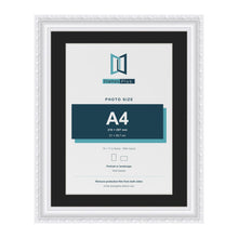 Louis White 14 x 11 inch picture frame with a black mount for an A4 photo