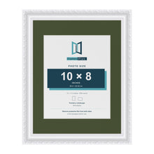 Louis White 14 x 11 inch picture frame with a green mount for a 10 x 8 inch photo