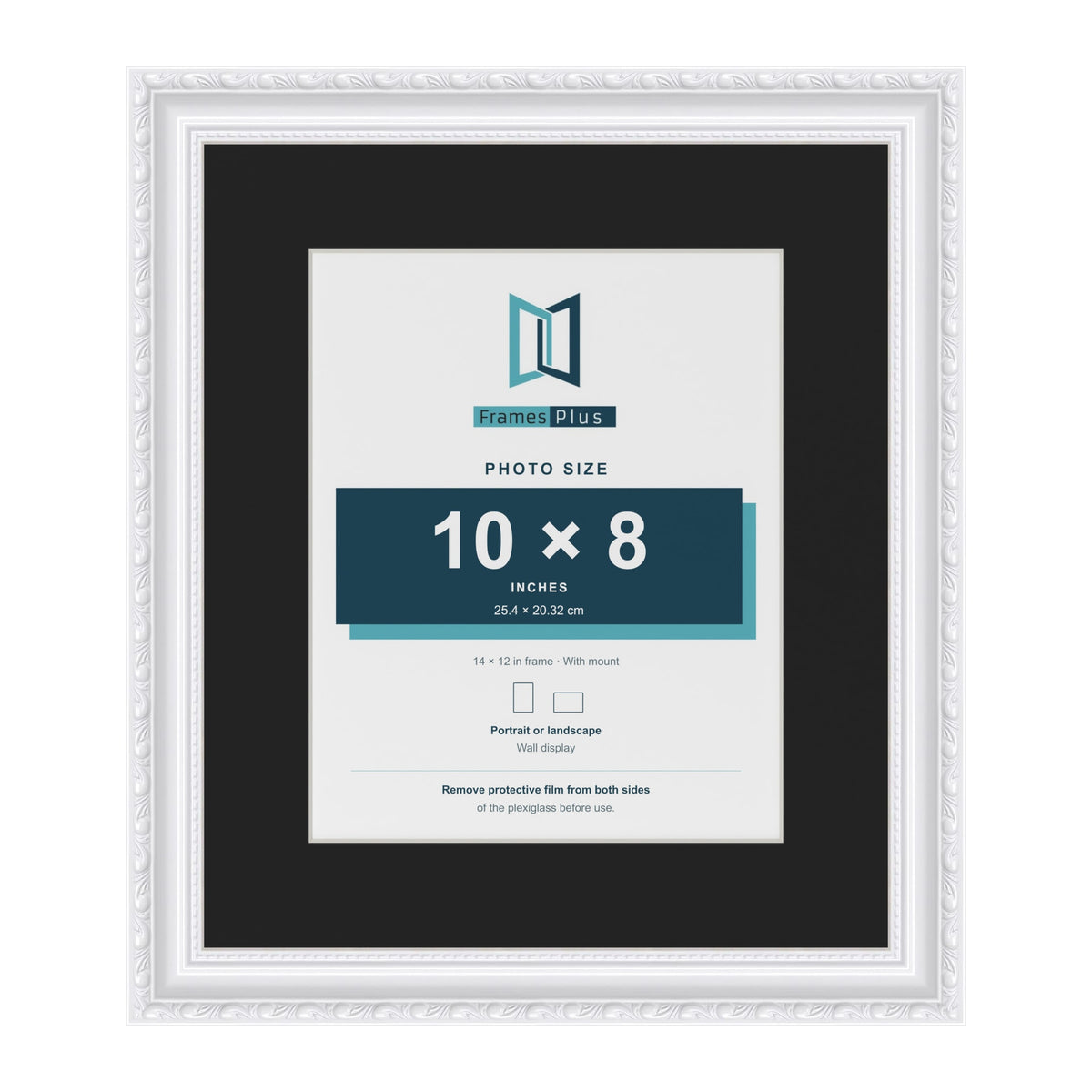 Louis White 14 x 12 inch picture frame with a black mount for a 10 x 8 inch photo