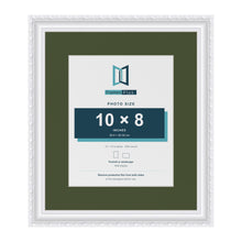 Louis White 14 x 12 inch picture frame with a green mount for a 10 x 8 inch photo