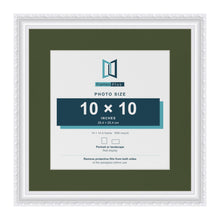 Louis White 14 x 14 inch picture frame with a green mount for a 10 x 10 inch photo