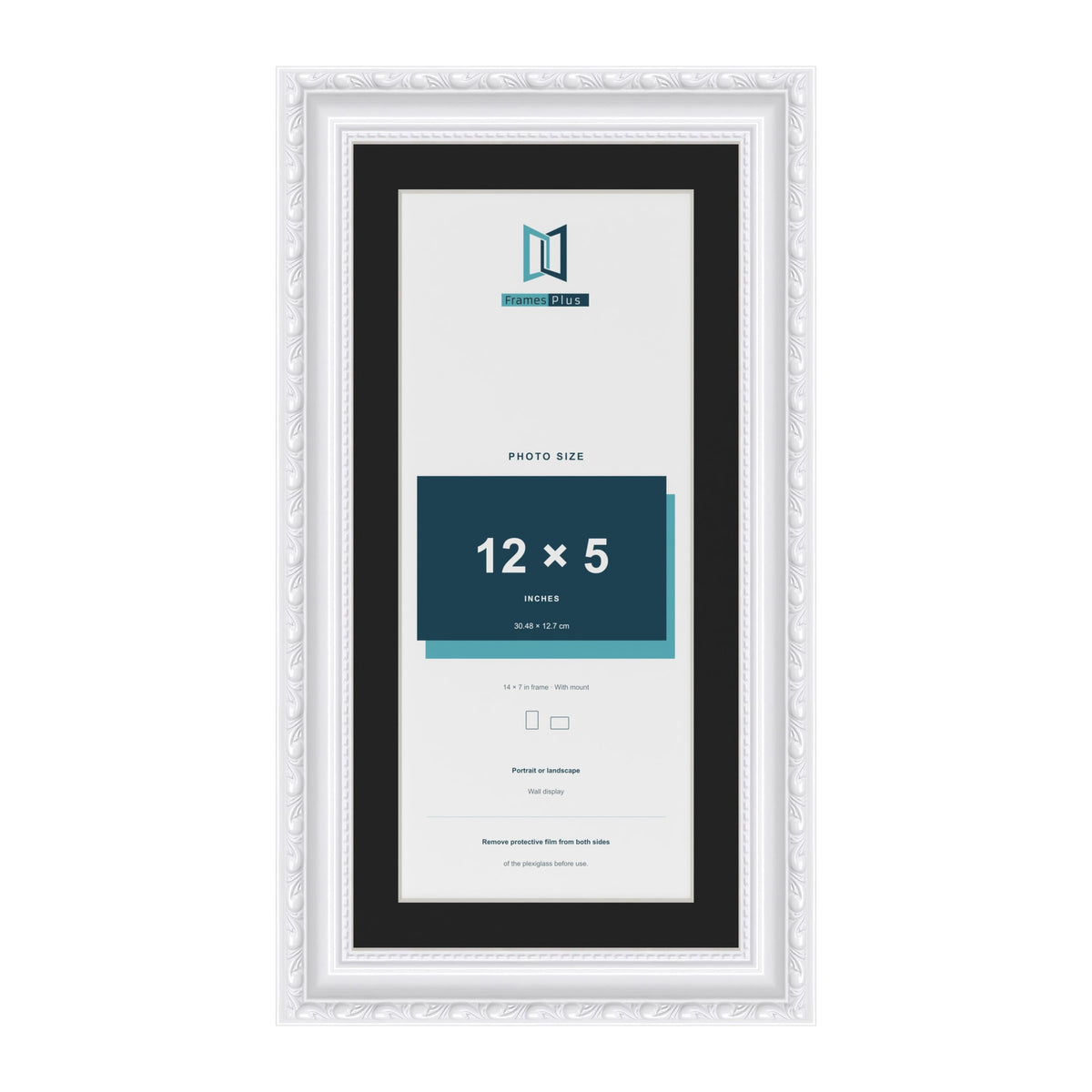Louis White 14 x 7 inch picture frame with a black mount for a 12 x 5 inch photo