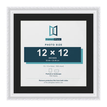 Louis White 15 x 15 inch picture frame with a black mount for a 12 x 12 inch photo