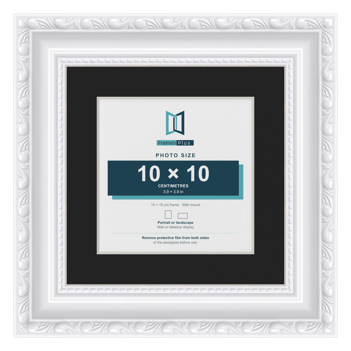Louis White 15 x 15 cm picture frame with a black mount for a 10 x 10 cm photo