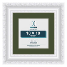 Louis White 15 x 15 cm picture frame with a green mount for a 10 x 10 cm photo