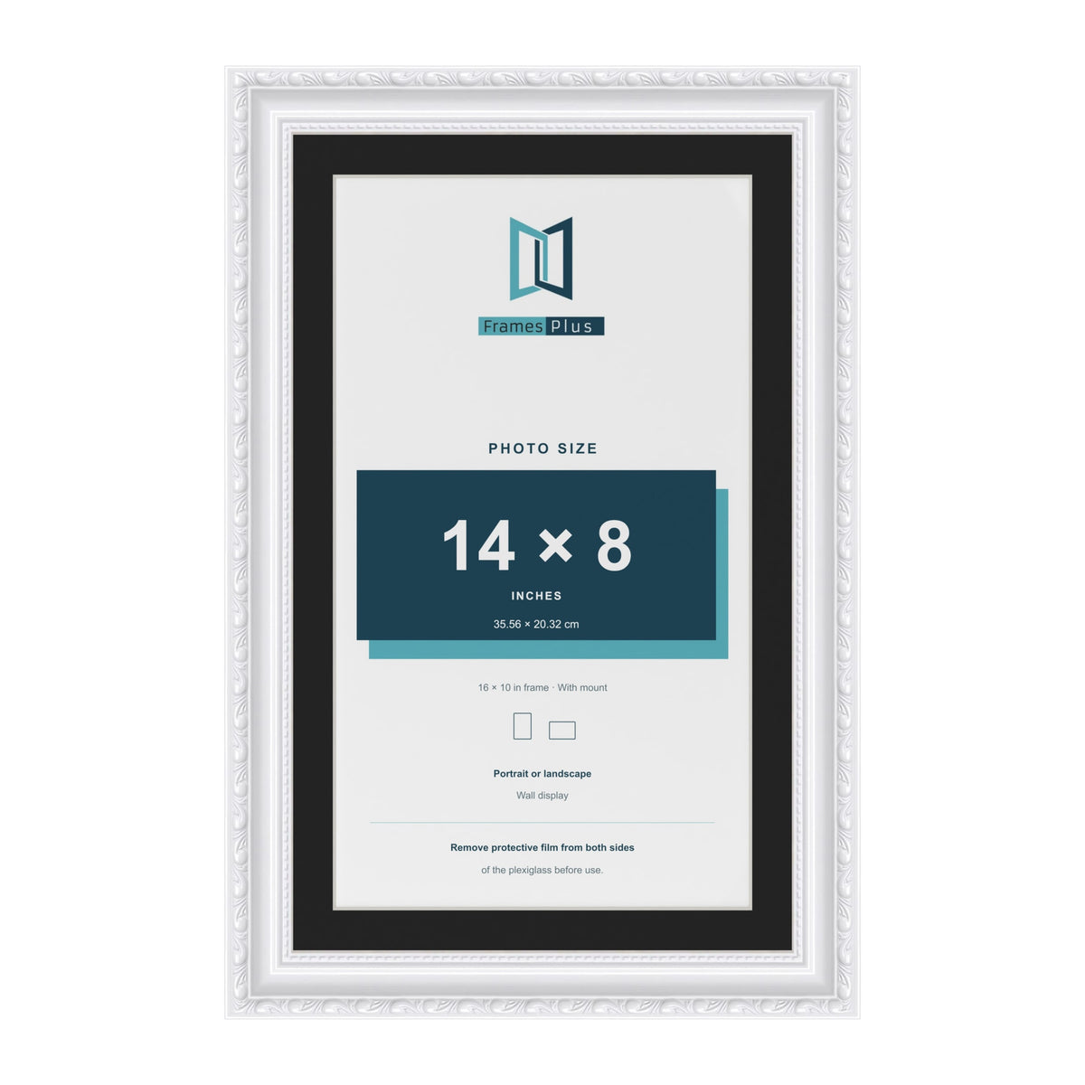 Louis White 16 x 10 inch picture frame with a black mount for a 14 x 8 inch photo
