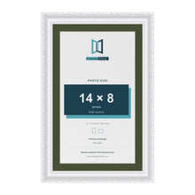 Louis White 16 x 10 inch picture frame with a green mount for a 14 x 8 inch photo