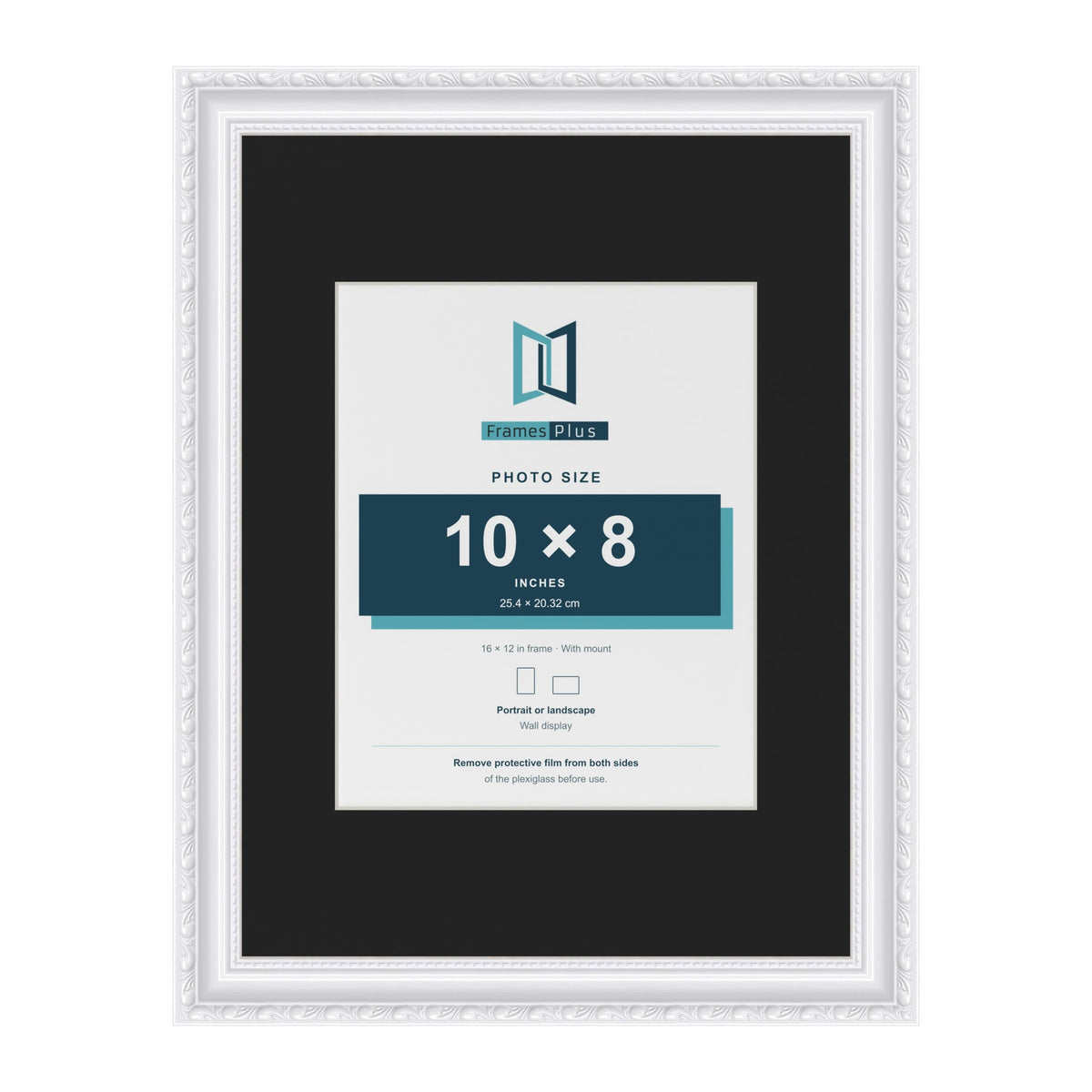 Louis White 16 x 12 inch picture frame with a black mount for a 10 x 8 inch photo