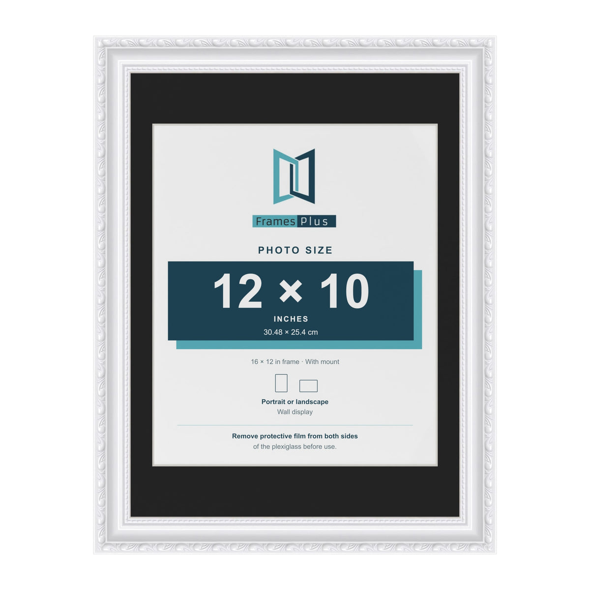 Louis White 16 x 12 inch picture frame with a black mount for a 12 x 10 inch photo