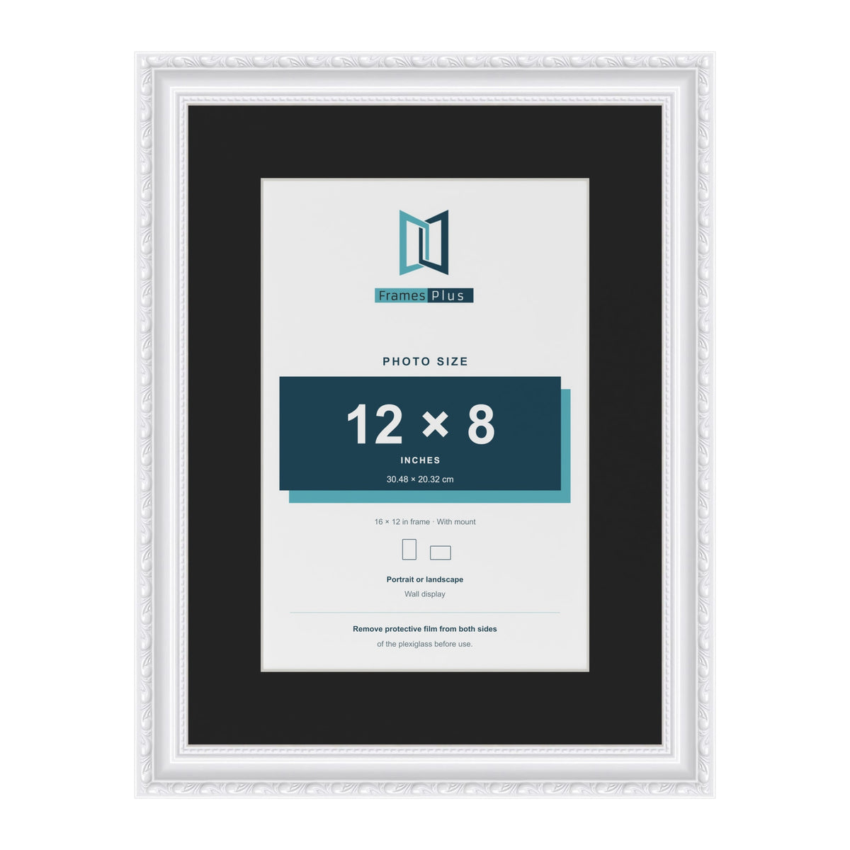 Louis White 16 x 12 inch picture frame with a black mount for a 12 x 8 inch photo