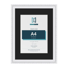 Louis White 16 x 12 inch picture frame with a black mount for an A4 photo