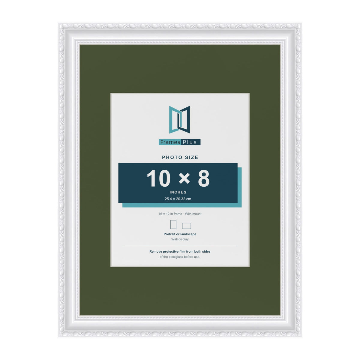 Louis White 16 x 12 inch picture frame with a green mount for a 10 x 8 inch photo
