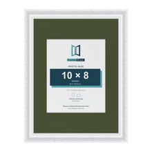 Louis White 16 x 12 inch picture frame with a green mount for a 10 x 8 inch photo