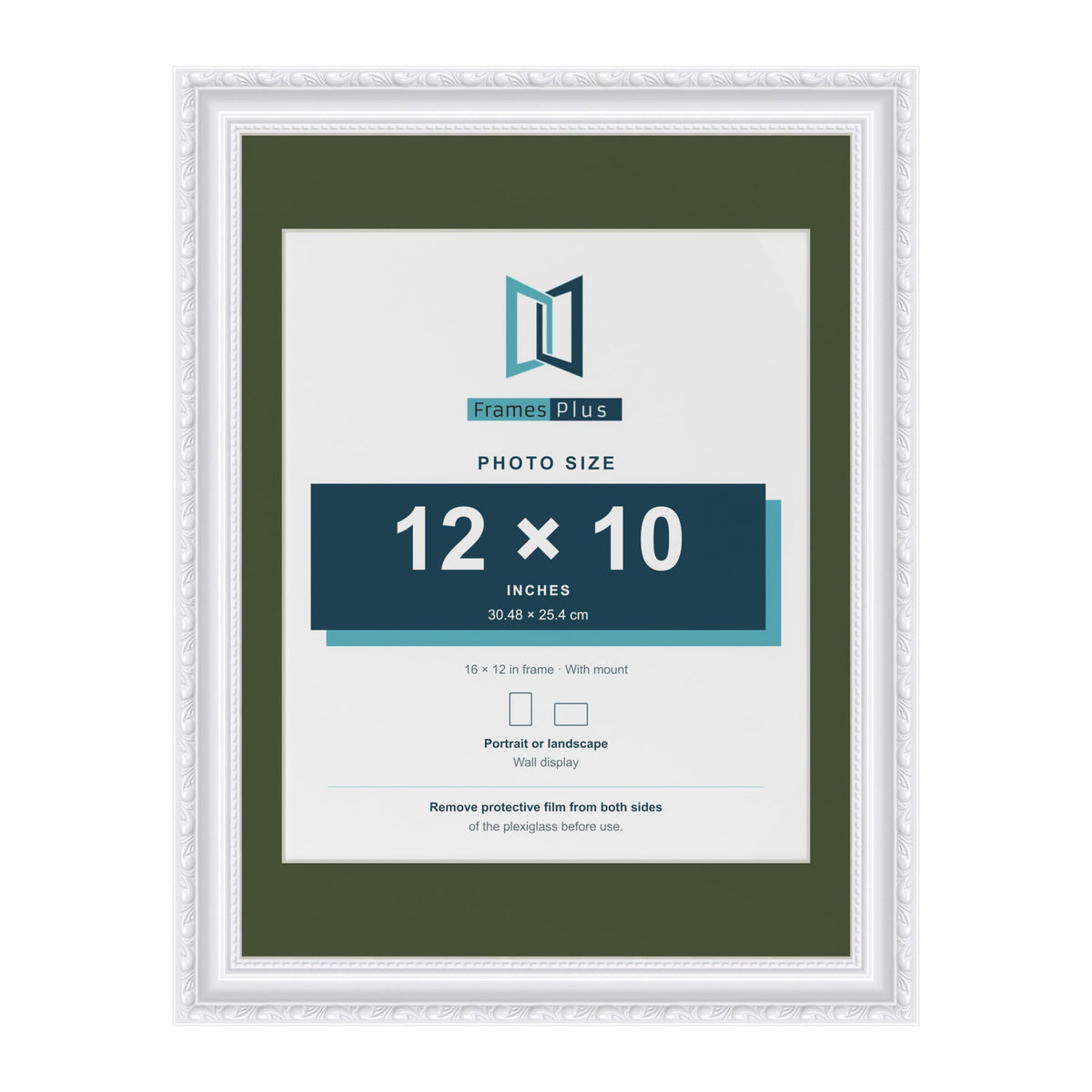 Louis White 16 x 12 inch picture frame with a green mount for a 12 x 10 inch photo