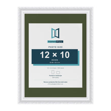 Louis White 16 x 12 inch picture frame with a green mount for a 12 x 10 inch photo