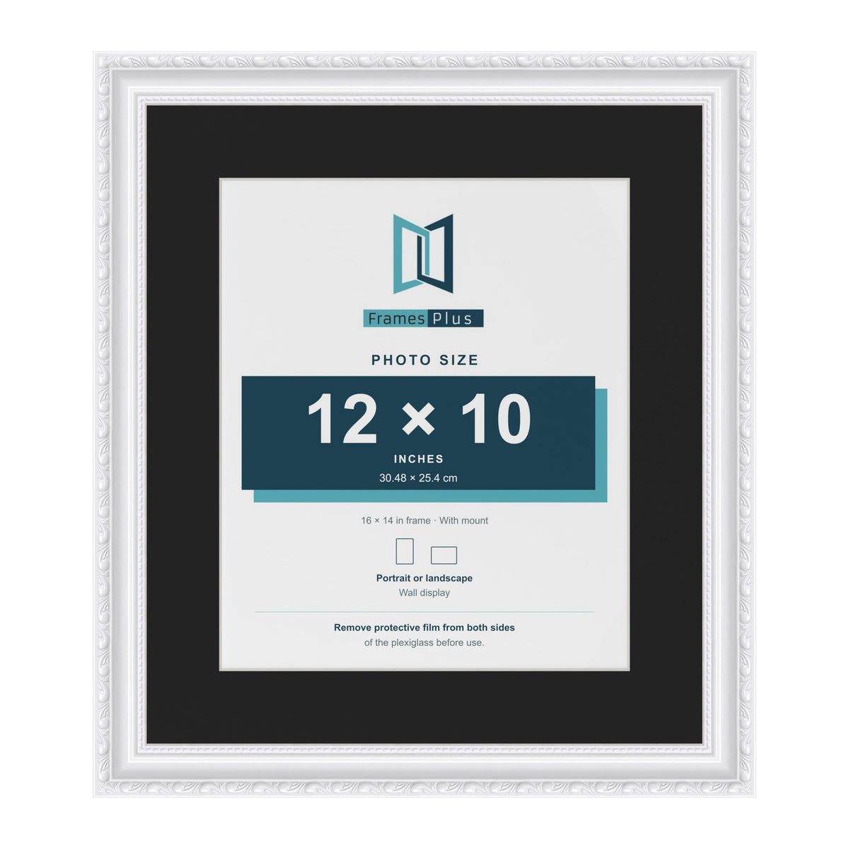 Louis White 16 x 14 inch picture frame with a black mount for a 12 x 10 inch photo