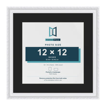 Louis White 16 x 16 inch picture frame with a black mount for a 12 x 12 inch photo