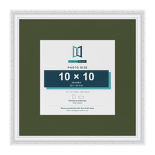 Louis White 16 x 16 inch picture frame with a green mount for a 10 x 10 inch photo