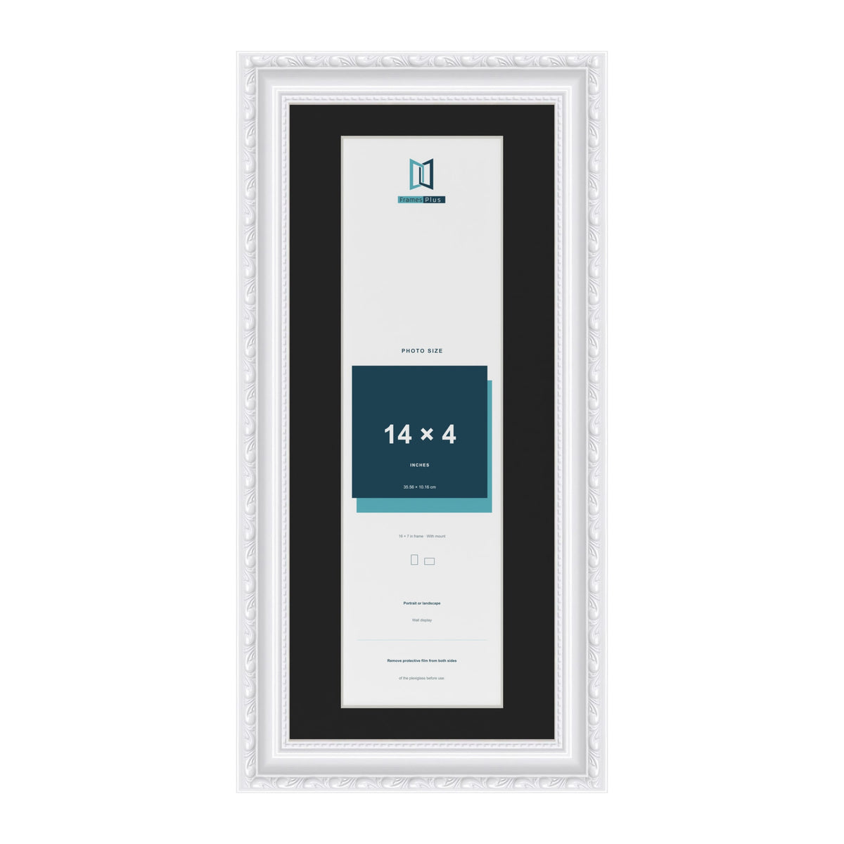 Louis White 16 x 7 inch picture frame with a black mount for a 14 x 4 inch photo