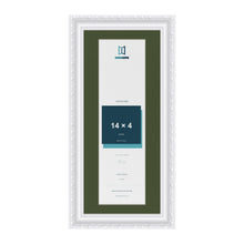 Louis White 16 x 7 inch picture frame with a green mount for a 14 x 4 inch photo