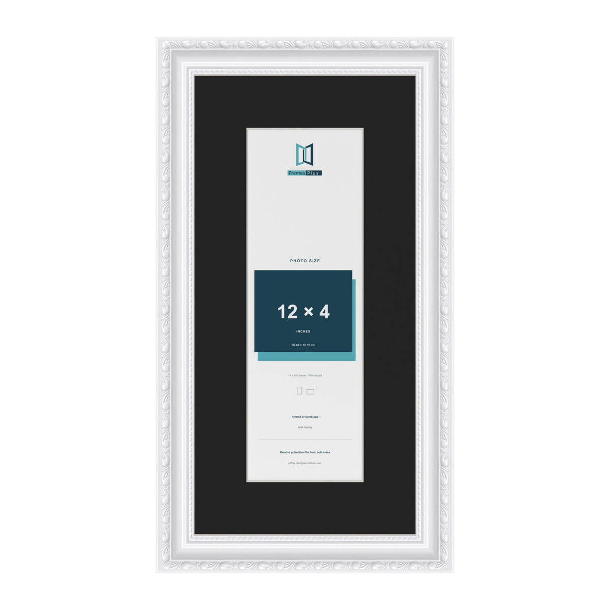 Louis White 16 x 8 inch picture frame with a black mount for a 12 x 4 inch photo