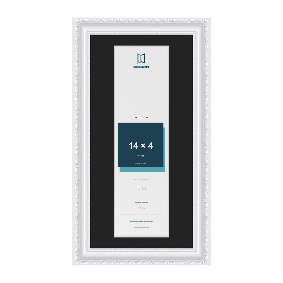 Louis White 16 x 8 inch picture frame with a black mount for a 14 x 4 inch photo