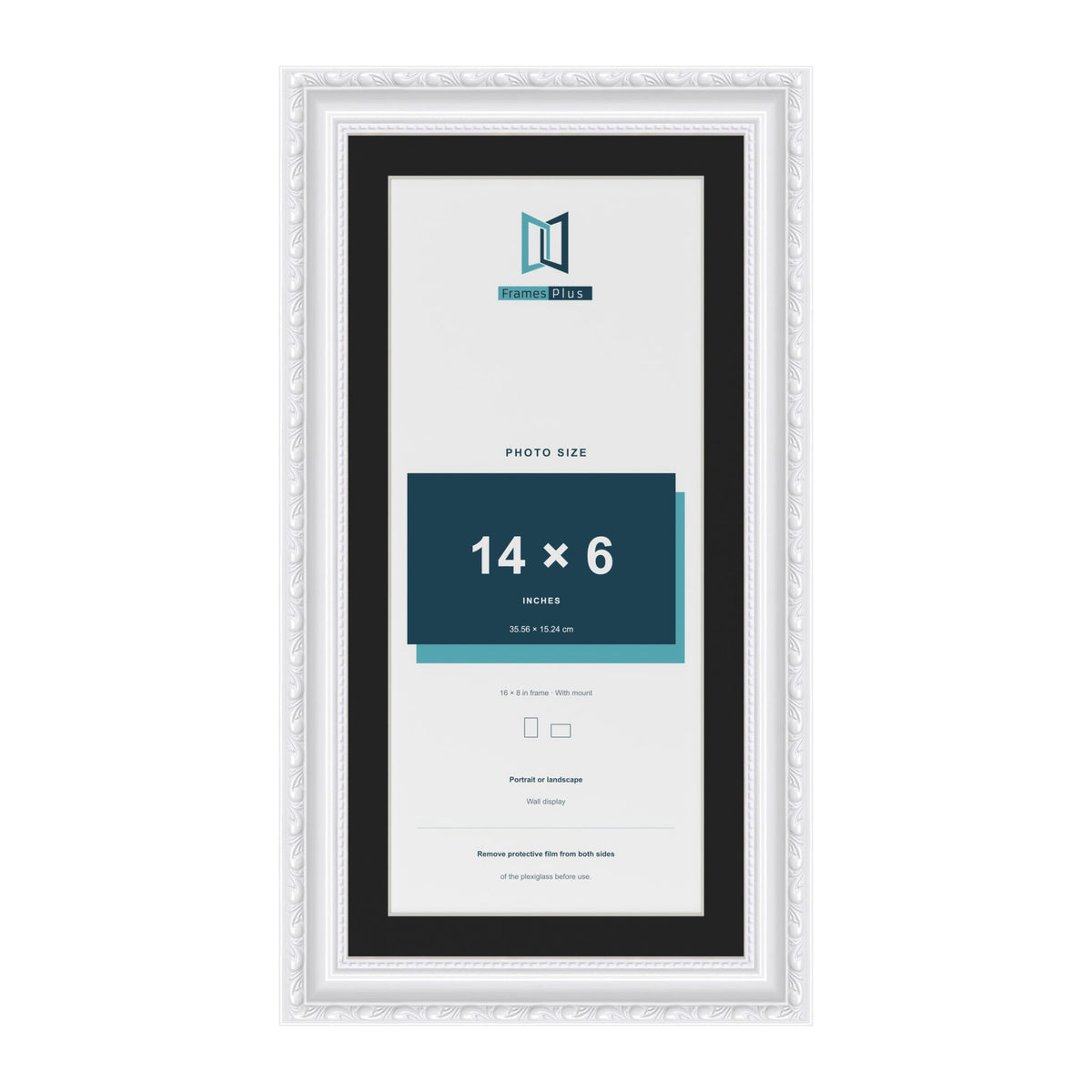 Louis White 16 x 8 inch picture frame with a black mount for a 14 x 6 inch photo