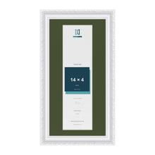 Louis White 16 x 8 inch picture frame with a green mount for a 14 x 4 inch photo
