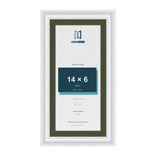 Louis White 16 x 8 inch picture frame with a green mount for a 14 x 6 inch photo