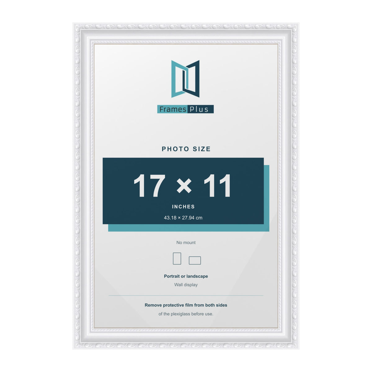 Louis White picture frame for a 17 x 11 inch photo