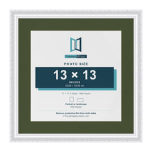 Louis White 17 x 17 inch picture frame with a green mount for a 13 x 13 inch photo