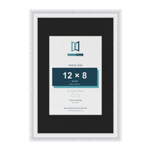 Louis White 18 x 12 inch picture frame with a black mount for a 12 x 8 inch photo