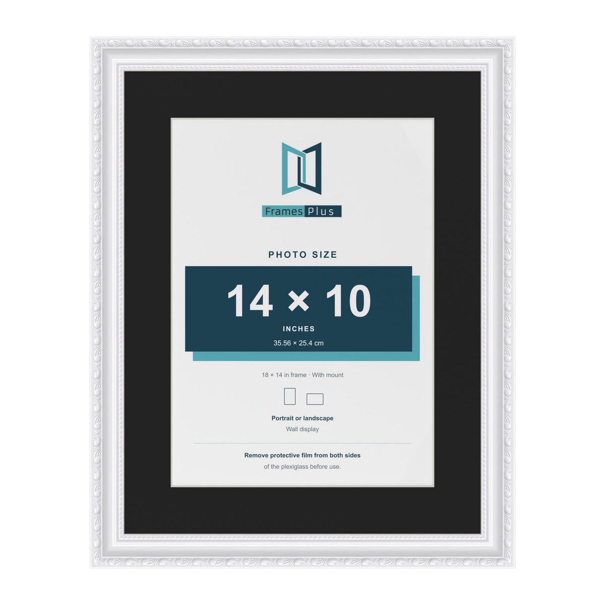 Louis White 18 x 14 inch picture frame with a black mount for a 14 x 10 inch photo