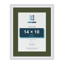 Louis White 18 x 14 inch picture frame with a green mount for a 14 x 10 inch photo