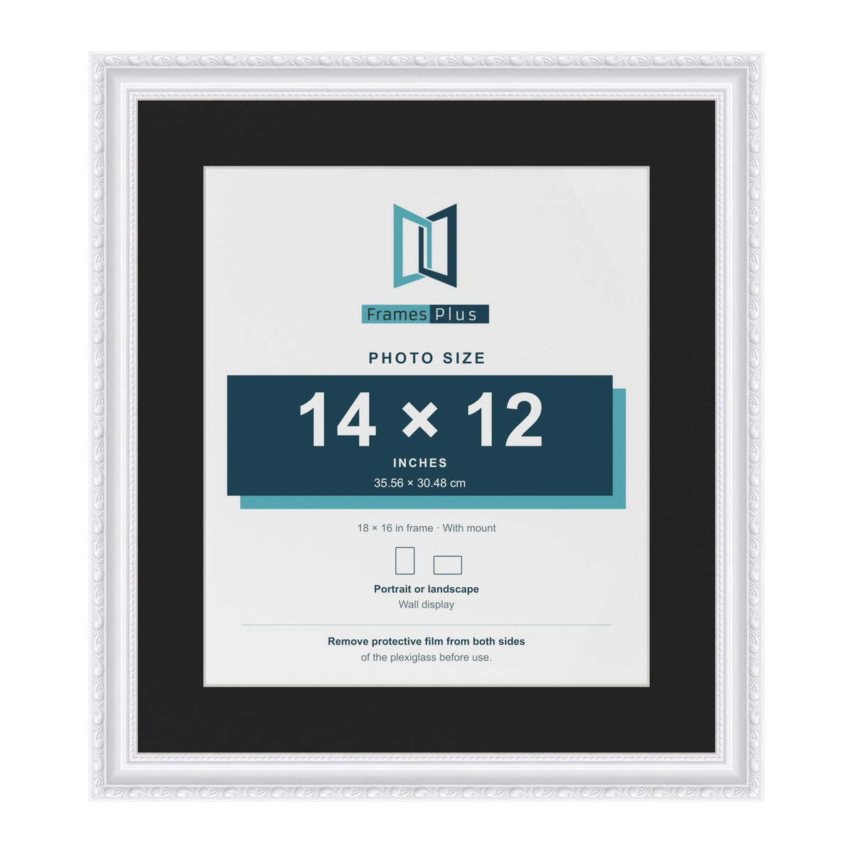 Louis White 18 x 16 inch picture frame with a black mount for a 14 x 12 inch photo