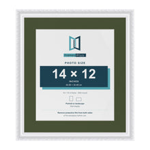Louis White 18 x 16 inch picture frame with a green mount for a 14 x 12 inch photo