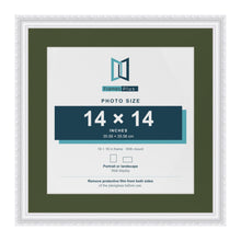 Louis White 18 x 18 inch picture frame with a green mount for a 14 x 14 inch photo