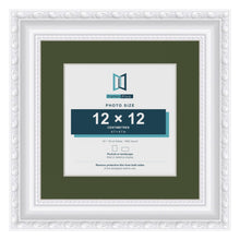 Louis White 18 x 18 cm picture frame with a green mount for a 12 x 12 cm photo