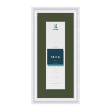 Louis White 18 x 8 inch picture frame with a green mount for a 14 x 4 inch photo