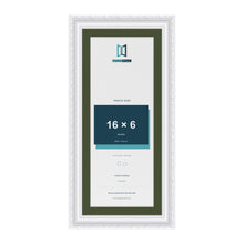 Louis White 18 x 8 inch picture frame with a green mount for a 16 x 6 inch photo