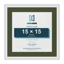 Louis White 19 x 19 inch picture frame with a green mount for a 15 x 15 inch photo