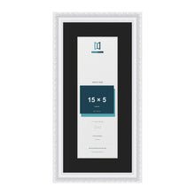 Louis White 19 x 9 inch picture frame with a black mount for a 15 x 5 inch photo