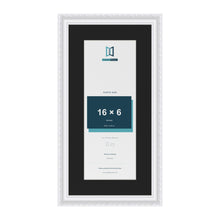 Louis White 20 x 10 inch picture frame with a black mount for a 16 x 6 inch photo